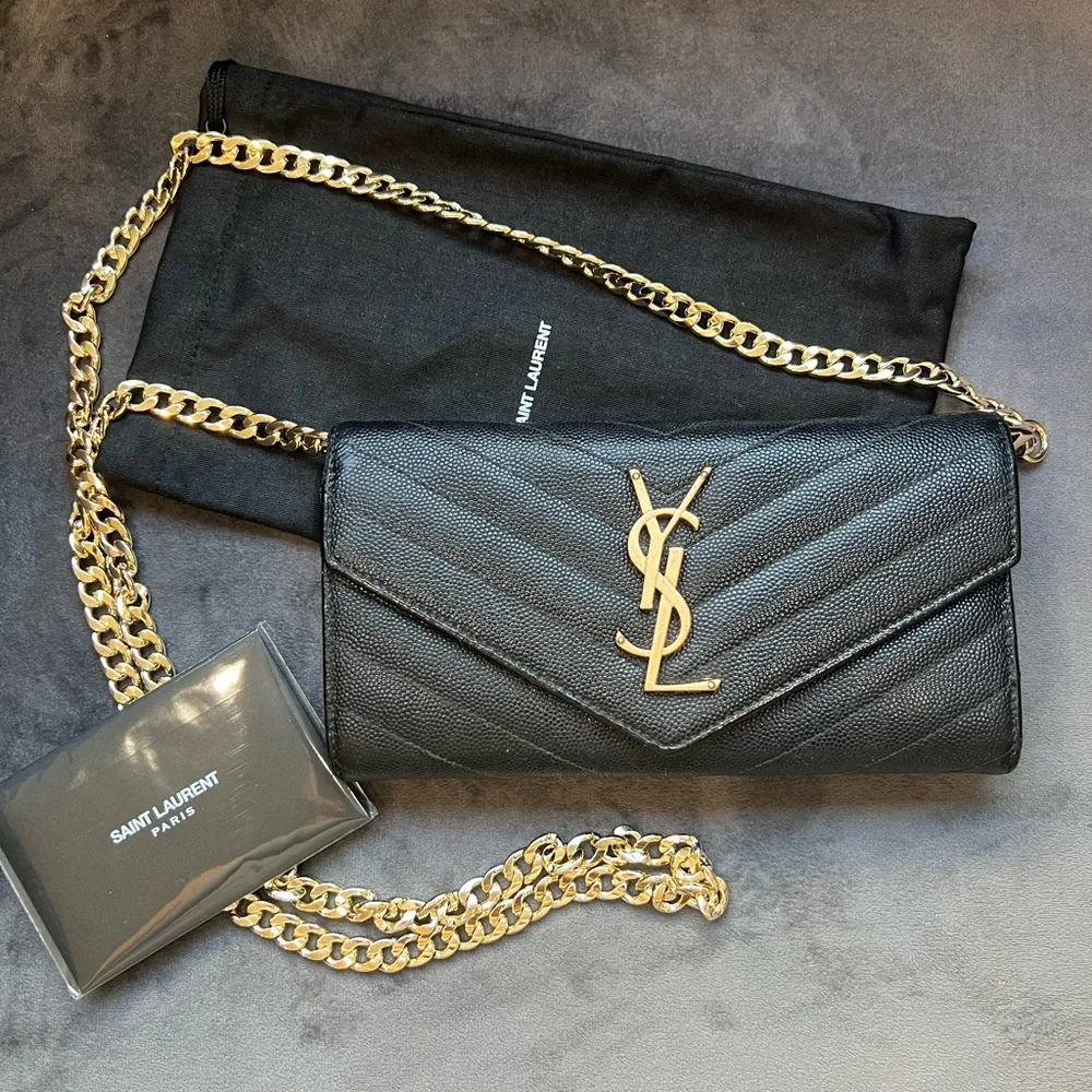 Reserved -Black YSL Cassandre Flap wallet on chain gold - Picture 4 of 16